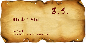 Biró Vid névjegykártya